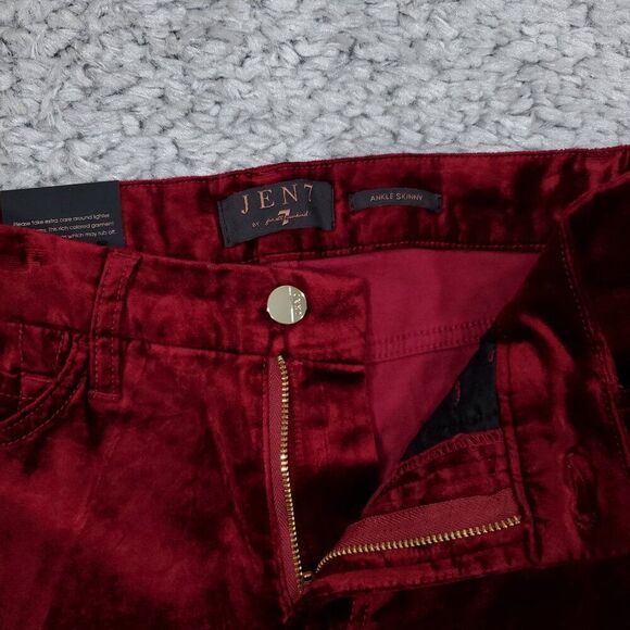 Jen7 by 7 For All Mankind Women's Velvet Ankle Skinny Pants Size 2 Red - Picture 5 of 12